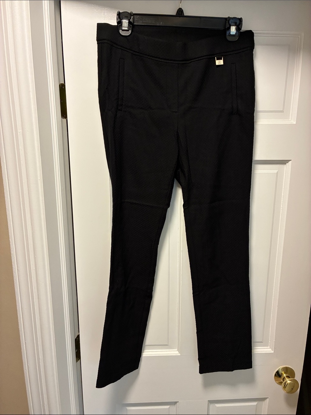 Rafaella Black Stretch Pull-On Straight-Leg Pants